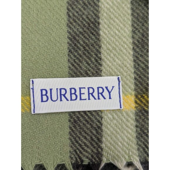 Burberry Kids Heritage Check Fringed Cashmere Scarf Green 8078175 - Picture 4 of 9